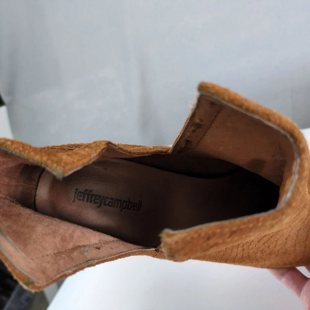 Jeffrey Campbell Cromwell Brown Western Ankle Boots Womens 11 Suede Leather